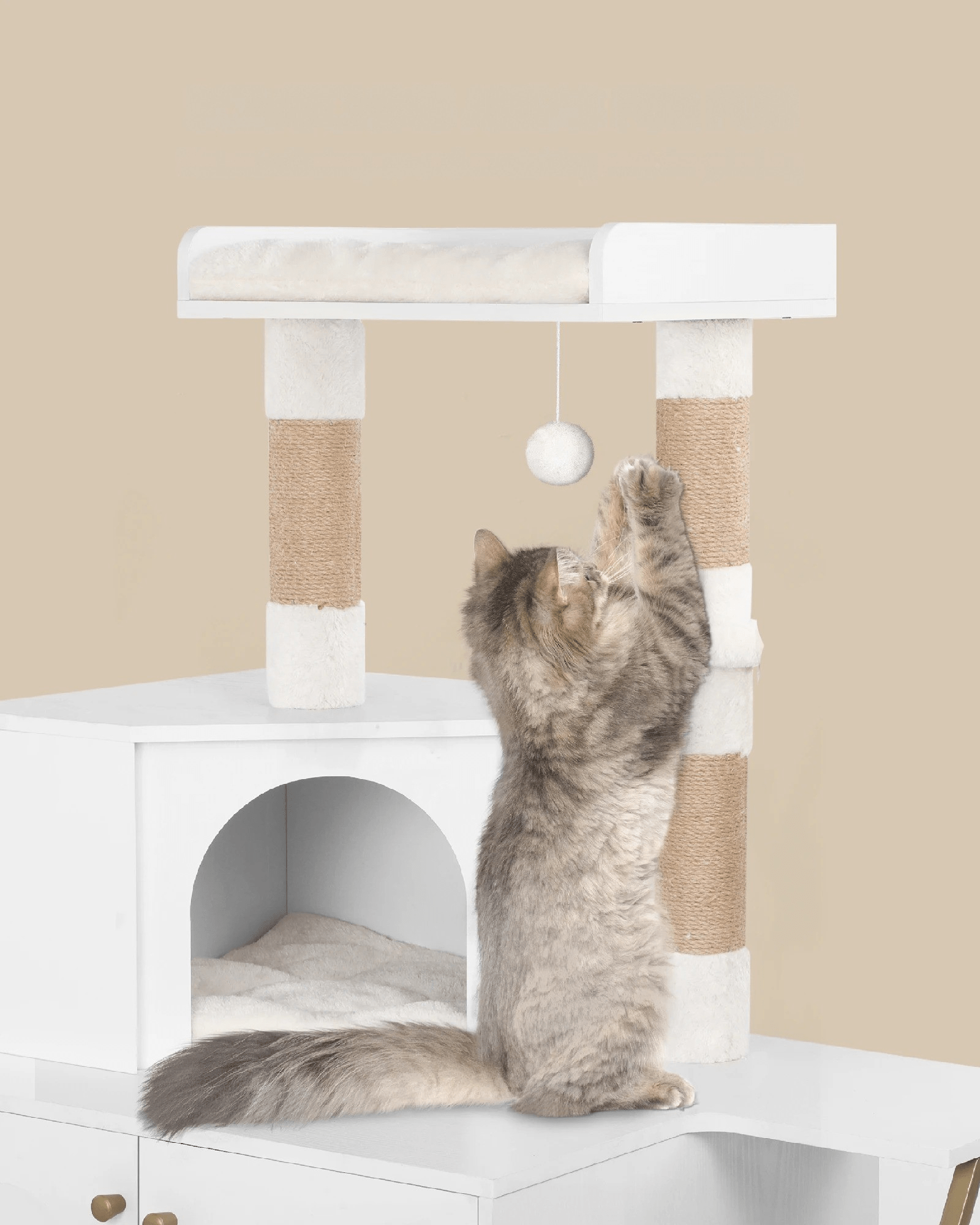 Arbre a chat bois chat gratte balle suspendue