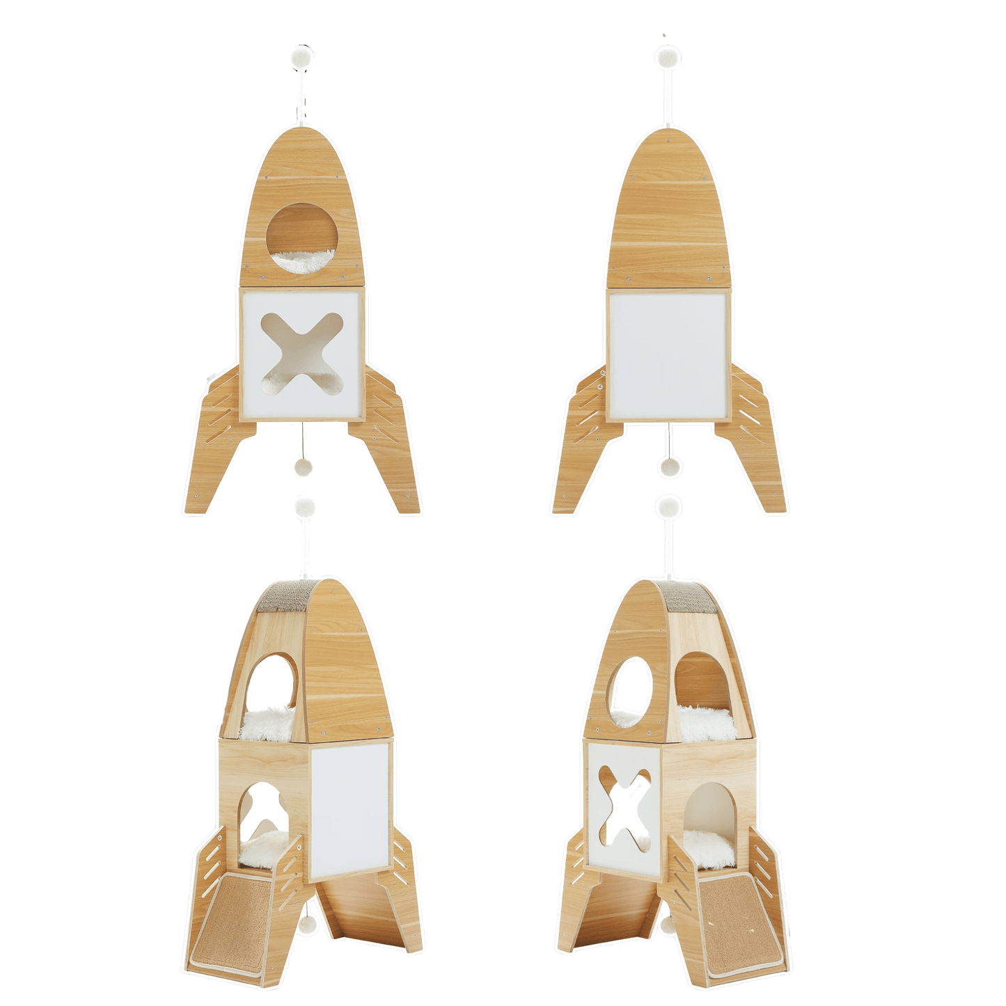 Arbre a chat bois fusée vue 360 degrés