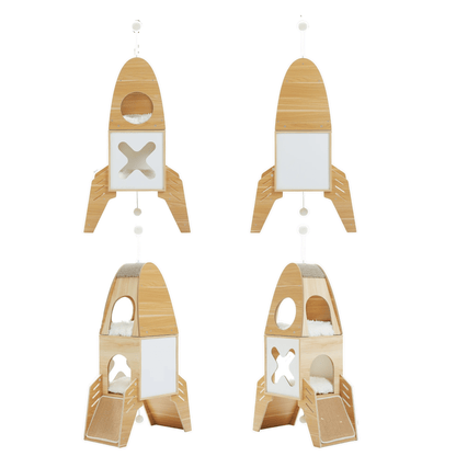 Arbre a chat bois fusée vue 360 degrés