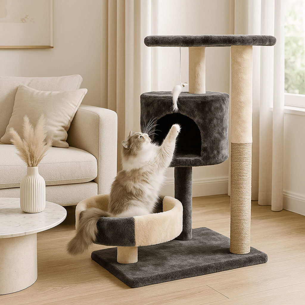 arbre a chat pas cher salon chat joue avec souris