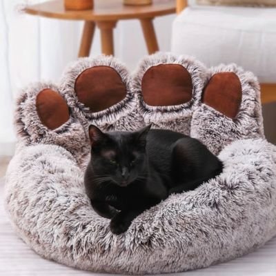 Coussin pour chat patte chat noir dessus