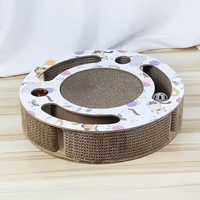 Grattoir Chat - PurrRoundScratcher™ - Chats & Balles - L'Esprit du Chat Zen