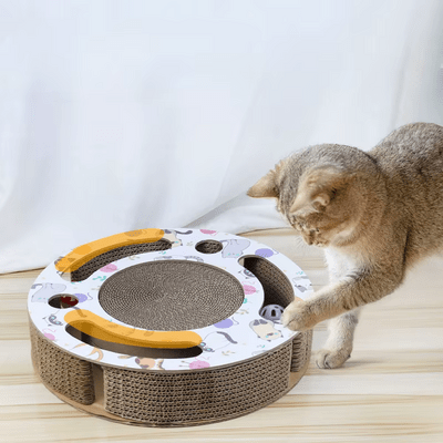 Grattoir Chat - PurrRoundScratcher™ - Chats & Balles - L'Esprit du Chat Zen