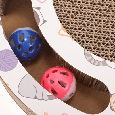 Grattoir Chat - PurrRoundScratcher™ - Chats & Balles - L'Esprit du Chat Zen