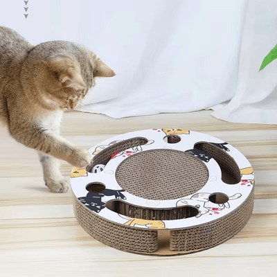 Grattoir Chat - PurrRoundScratcher™ - Chats Colorés - L'Esprit du Chat Zen