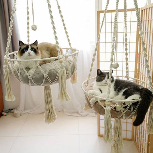 Hamac pour chat tressé deux chats couchés 