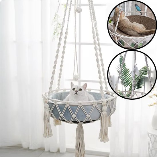 Hamac pour chat détails chat blanc allongé salon