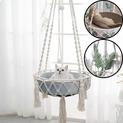 Hamac pour chat détails chat blanc allongé salon