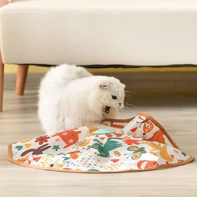 Jouet chat interactif chat souffle sur le jouet bleu avec tapis integre