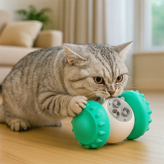 Jouet chat interactif robot snack turquoise  chat qui mort jouet