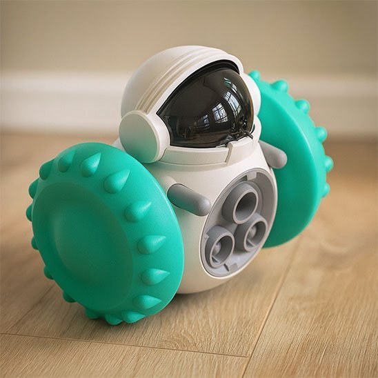 Jouet chat interactif robot snack turquoise