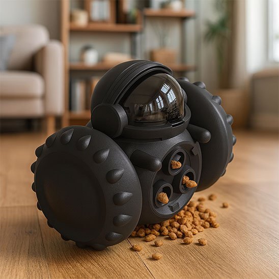 Jouet chat interactif robot snack noir