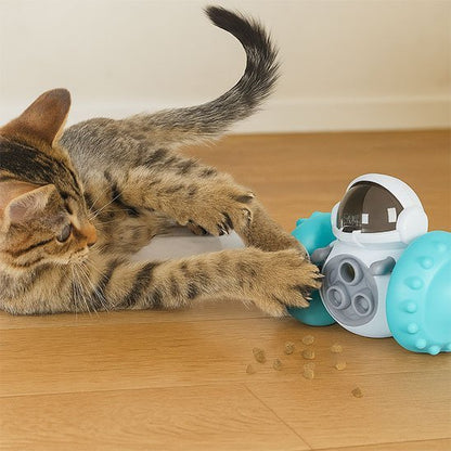 Jouet chat interactif robot snack turquoise chat joue 