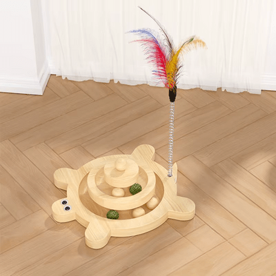 Jouet en Bois - SpinningCatToy™ - Grenouille - L'Esprit du Chat Zen