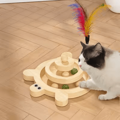Jouet en Bois - SpinningCatToy™ - Grenouille - L'Esprit du Chat Zen