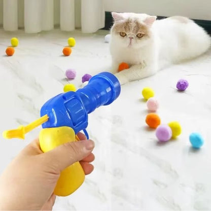 Jouet pour chat  pistolet catapulte balle en ponpon chat persan