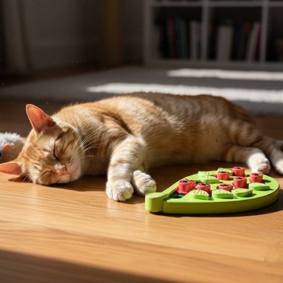 Jouet chat interactif chat allongé au soleil