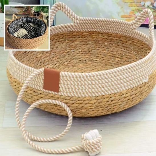 Lit pour chat sans coussin, miniature coussin coloris différent, forme chat