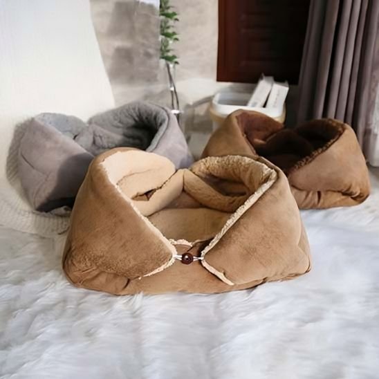 Panier pour chat 3 coloris brun clair, brun foncé et gris modulable