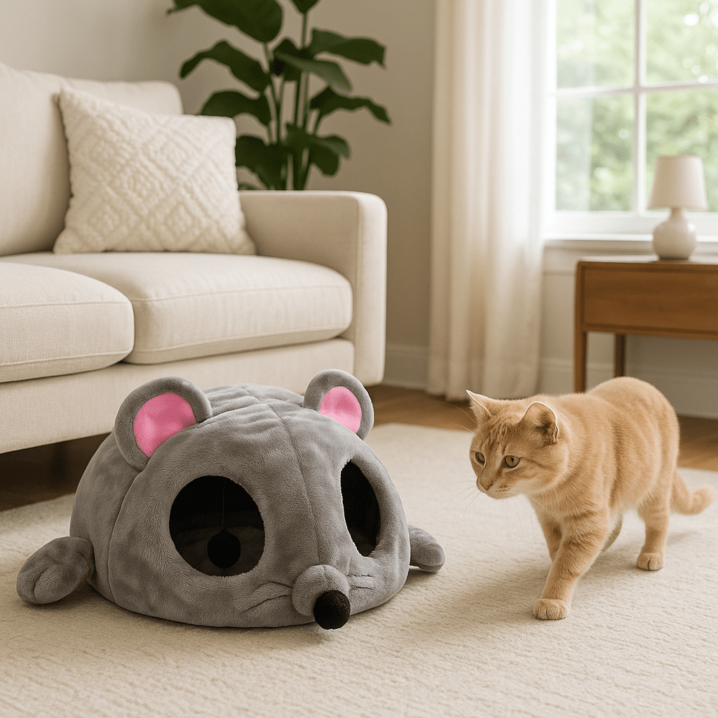 panier chat forme souris salon chat curieux